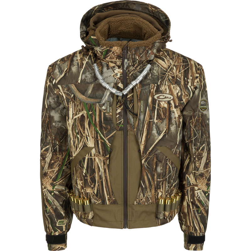 Guardian Elite™ Flooded Timber Jacket - Shell Weight: Waterproof, windproof, breathable jacket designed for tree hunters. Lower pockets with drain holes for wading.
