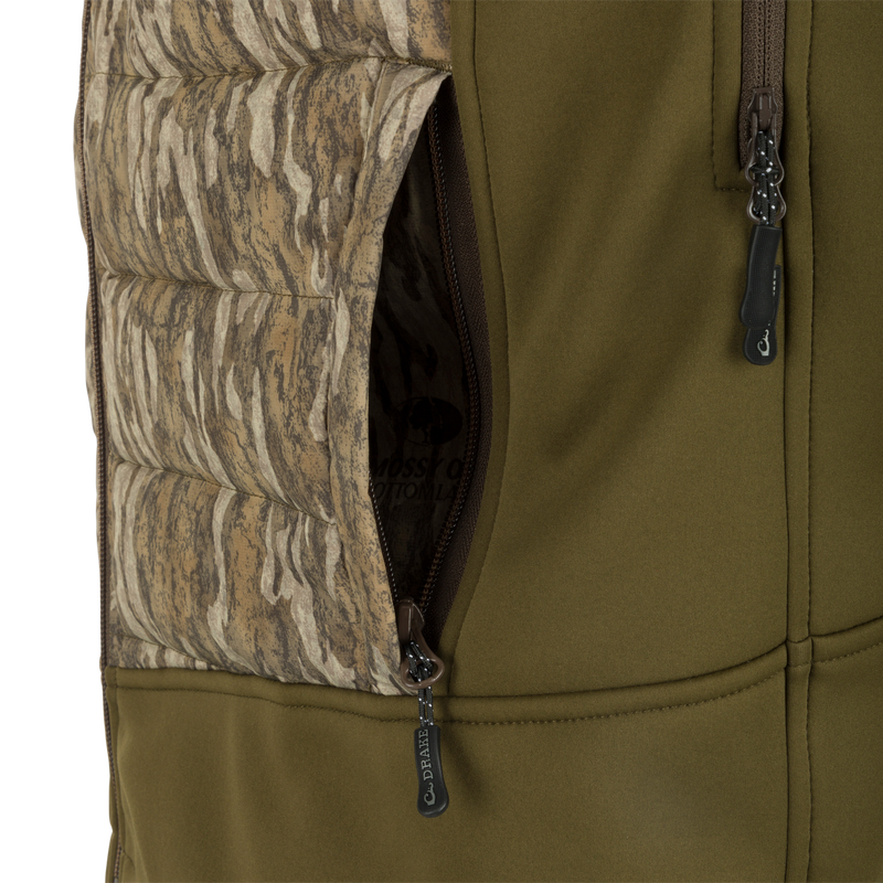 A close-up of the G3 Flex 3-in-1 Waterfowler's Jacket, showcasing its versatile design and functional features.