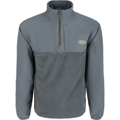 MST Quarter Zip Refuge Eqwader Jacket showcasing waterproof upper and breathable lower fabric, highlighting innovative features for superior comfort in waterfowl hunting.