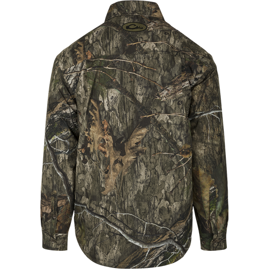 MST Fleece-Lined Guardian Flex Jac-Shirt: Waterproof camo jacket with ample pocket storage for calls and essentials. Ideal for fluctuating weather conditions.