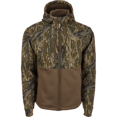 MST Full Zip Hole Shot Hooded Windproof Two-Tone Eqwader Jacket showcasing front view with zippered pockets and adjustable hood.