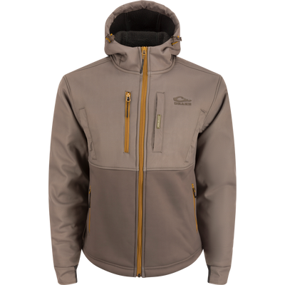 MST Hole Shot Hooded Windproof Eqwader Full Zip Jacket with sherpa-lined body, high handwarmer pockets, and adjustable waist for optimal cold weather protection.