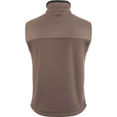 MST Hole Shot Two-Tone Eqwader Vest with windproof upper, sherpa-lined lower, handwarmer pockets, adjustable waist, and zippered pockets, ideal for mid-to-late season hunting.