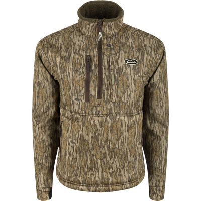MST Hole Shot Windproof Eqwader 1/4 Zip Jacket, a windproof outerwear with Sherpa-lined upper body and breathable lower body. Ideal for any weather.