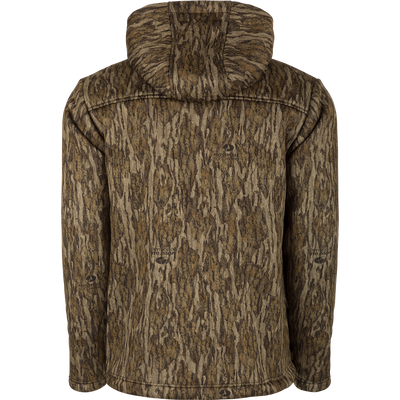 Alt text: Ultimate Wader Quarter Zip Hoodie with hood, high hand-warmer pockets, and Magnattach chest pocket, ideal for outdoor activities and mid-season layering.