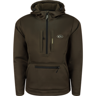 Ultimate Wader Quarter Zip Hoodie with high handwarmer pockets, adjustable waist, and Magnattach™ chest pocket, ideal for layering or as outerwear in mid-season temperatures.