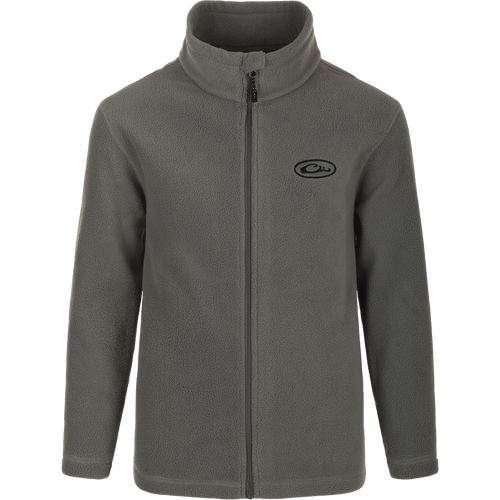 Youth Camp Fleece Full Zip jacket with moisture-wicking and anti-pill treatment, featuring Magnattach pocket and zippered handwarmer pockets.