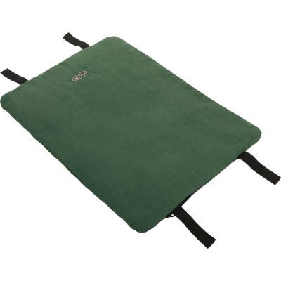 Gun Dog Bed Roll Pad with black Velcro straps for secure attachment and a durable, waterproof bottom for outdoor use.
