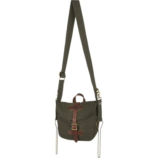 McAlister Wingshot Ditty Bag: A durable hunting bag with waxed cotton, leather trims, and brass hardware. Includes shoulder strap and game totes.