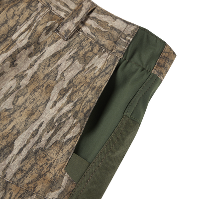 Close-up of Men's Turkey Pant with Spider Web Technology, showcasing camouflage fabric and durable, breathable material designed for silent hunting.