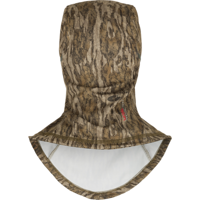 Early Bird Facemask with Insect Repellent featuring camouflage design, double-sided print, and micro vent holes for breathability, ideal for hunting and outdoor protection.