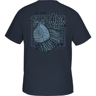 Ol' Tom In Flight T-Shirt featuring a turkey in flight design on the back, crafted from soft cotton-polyester blend for comfort.