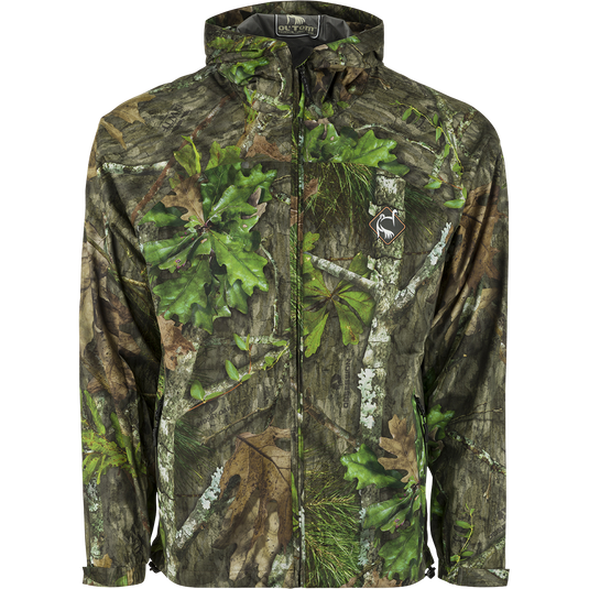 Ultralight Packable Rain Jacket - A waterproof/windproof jacket with leaves pattern. Perfect for spring showers during turkey season. Easily fits in your vest with a compact pack size of 7.5