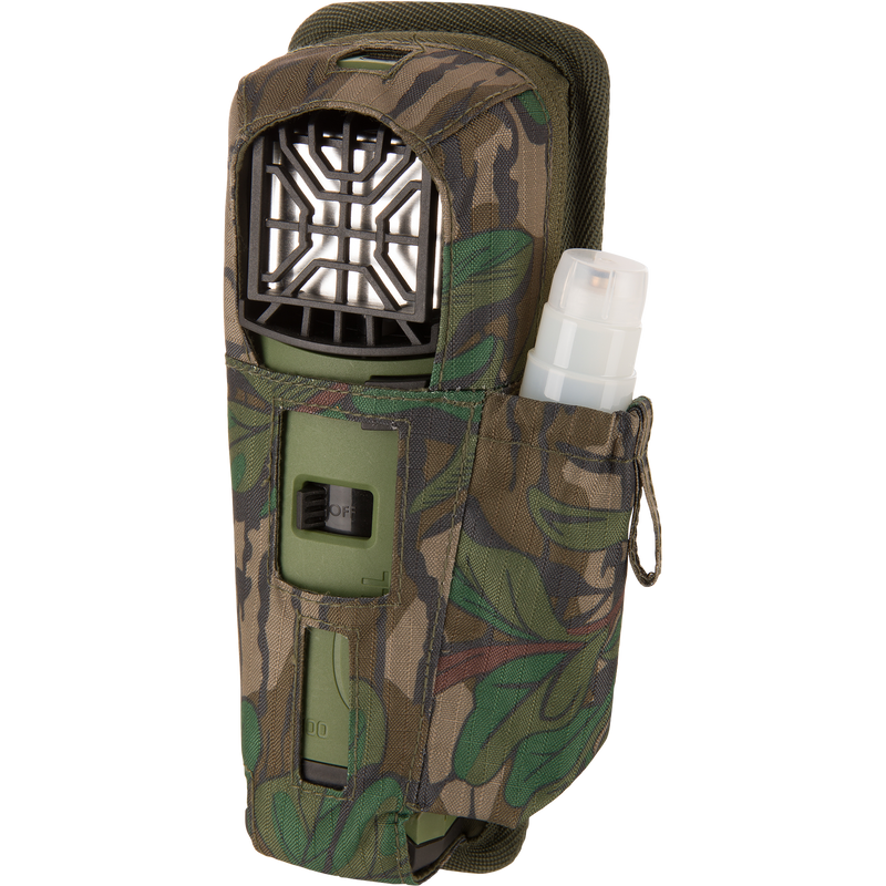Thermacell Pouch 2.0 with Molle Attachment holds a handheld mosquito-repellent device and replacement mats, ideal for hunting and outdoor activities, aligning with Drake Waterfowl's high-quality gear.