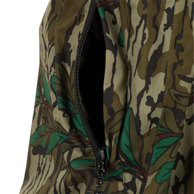 Ultralight Packable Rain Pant with a zipper on a jacket, close-up of fabric, and pattern. Waterproof, windproof & breathable.
