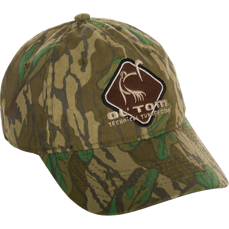 Camo Cotton Ol' Tom Diamond Logo Cap features a turkey-themed patch, camo pattern, and adjustable hook & loop closure. Price tag shows $19.99.
