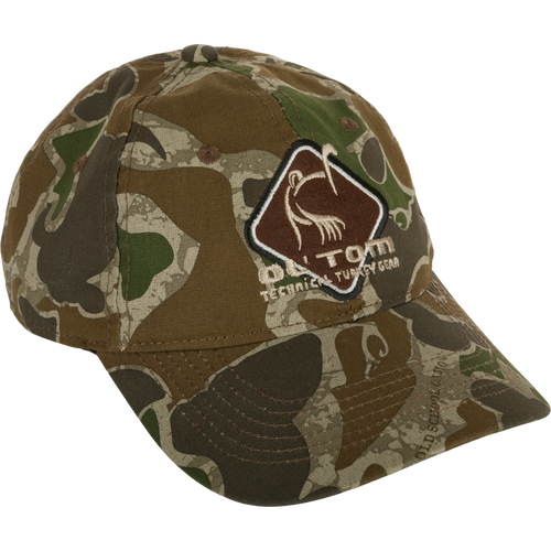 Camo Cotton Ol' Tom Diamond Logo Cap - A mid-profile fit, structured cotton cap with a logo. Features a hook & loop back closure.