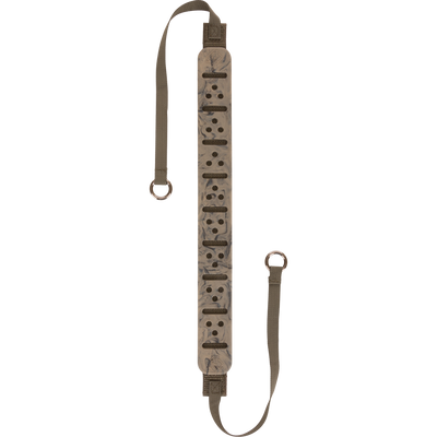 Turkey Tote with vulcanized rubber, polypropylene webbing, 13” non-slip shoulder pad, 10” tote straps, and metal slip ring for easy bird transport.