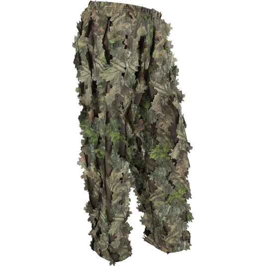 3D Leafy Pant, lightweight and breathable camouflage pants with a 3-D leafy pattern cutout from mesh fabric for quiet concealment. Ideal for turkey hunting.