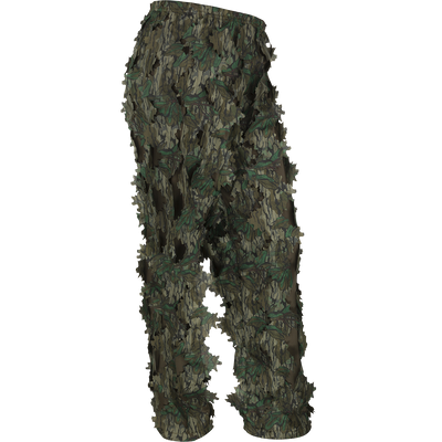 3D Leafy Pant featuring camouflage design with 3D cutouts, breathable mesh, and zippered pass-through pockets, ideal for turkey hunting concealment. Final sale item.