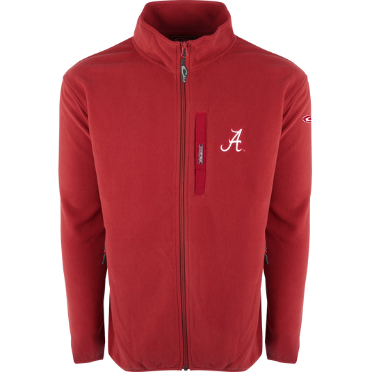 A midweight red fleece jacket with an Alabama embroidered logo on the right chest. Perfect for cool fall days.