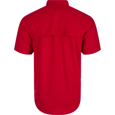 Alabama Frat Dobby Solid Short Sleeve Shirt, a performance top with hidden collar, vented back, and chest pockets.