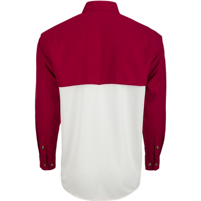 Alabama L/S Mesh Back Flyweight Shirt, featuring a breathable mesh back, ideal for warm-weather activities, shown from the back highlighting its lightweight design.