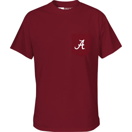Alabama Drake Lure T-Shirt with school logo on pocket and spinnerbait fishing lure graphic on back.