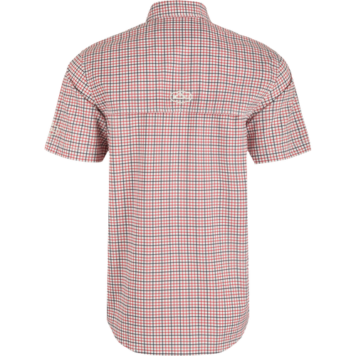 Arkansas Frat Tattersall Shirt with hidden collar, vented back, and chest pockets. Lightweight, stretchy, and quick-drying fabric.