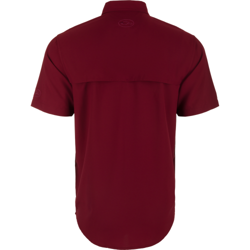 Texas A&M Frat Dobby Solid Short Sleeve Shirt, featuring a classic fit, hidden button-down collar, and vented cape back.