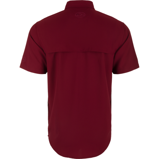 Texas A&M Frat Dobby Solid Short Sleeve Shirt, featuring a classic fit, hidden button-down collar, and vented cape back.
