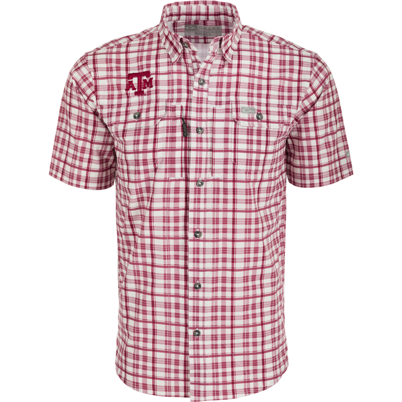 Texas A&M Hunter Creek Windowpane Plaid Short Sleeve Shirt – Drake Texas A&M Hunter Creek Windowpane Plaid Short Sleeve Shirt – Drake