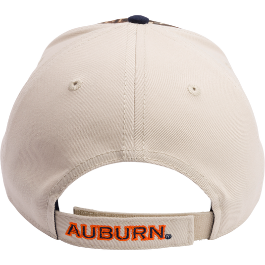 Auburn Max-7 Twill Cap from Drake Waterfowl: Structured six-panel cap in Realtree Max 7 Camo pattern. Features 3D embroidered college logo, X-Peak visor, and adjustable closure. Ideal for hunting and casual wear.
