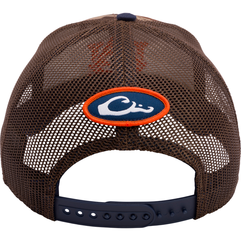 Auburn Old School Cap featuring exclusive Old School Original Camo pattern, embroidered college logo, structured crown, X-Peak visor, and adjustable snap-back closure.