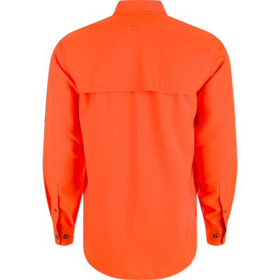 Auburn Frat Dobby Long Sleeve Shirt, back view. Classic fit with hidden button-down collar, vented cape back, and two chest pockets.