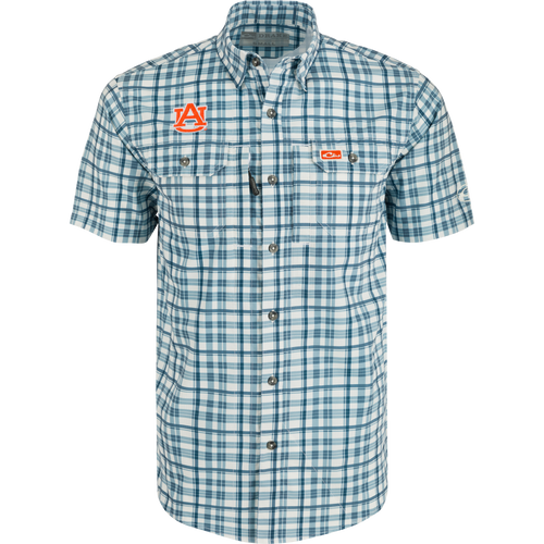 Auburn Hunter Creek Windowpane Plaid Short Sleeve Shirt