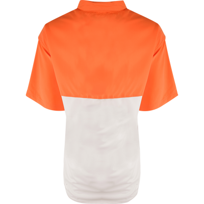 Back view of Auburn S/S Mesh Back Flyweight Shirt, featuring a two-tone design with vented mesh for breathability, ideal for warm-weather outdoor activities.