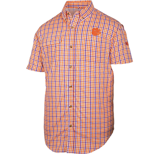 Clemson Gingham Plaid Wingshooter's Shirt S/S