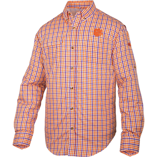 strapless open back dress Drake Clemson Gingham Plaid Wingshooter's Long Sleeve Shirt XL