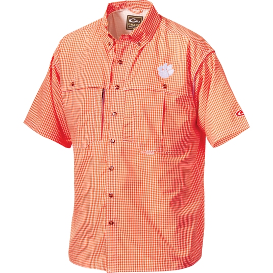 Clemson Plaid Wingshooter's Shirt Short Sleeve
