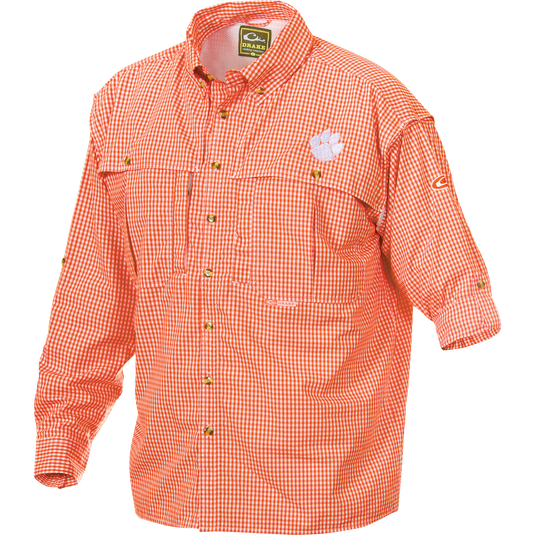 Clemson Plaid Wingshooter's Shirt Long Sleeve