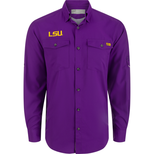 Drake Waterfowl LSU Frat Dobby Long Sleeve Shirt
