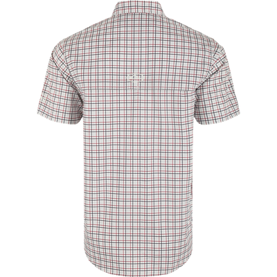 Mississippi State Frat Tattersall Shirt with hidden collar, chest pockets, and vented cape back. Lightweight, stretchy, and UPF30 for sun protection.