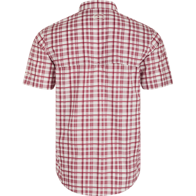 Mississippi State Hunter Creek Windowpane Plaid Shirt, featuring a back view with hidden button-down collar and vented cape back.