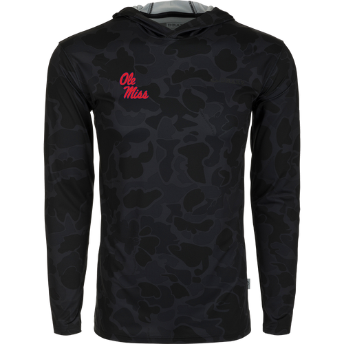 A versatile Ole Miss Performance Long Sleeve Camo Hoodie with exceptional functionality and performance features. Lightweight, moisture-wicking, and quick-drying fabric with UPF 50 sun protection. Perfect for all-year wear in various weather conditions.