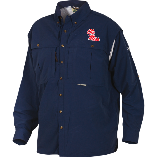 ole miss dress shirt Ole Miss Wingshooter's Shirt Long Sleeve Navy / Large