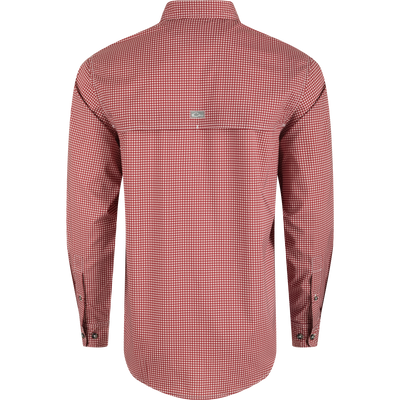 South Carolina Frat Gingham Long Sleeve Shirt, a classic button-down with hidden collar, chest pockets, and vented cape back.