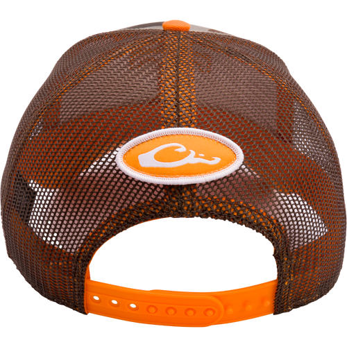 Tennessee Old School Green Cap from Drake Waterfowl: Structured trucker hat with mesh back, X-Peak visor, and embroidered college logo. Snap-back closure for adjustability.