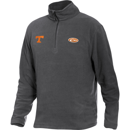 A mid-weight Tennessee Camp Fleece 1/4 Zip Pullover with embroidered logo. Perfect for cool fall days. Anti-pill finish for longer fabric life.