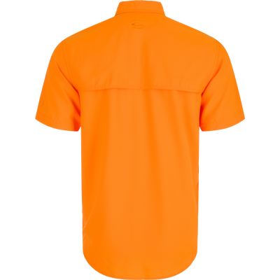 Tennessee Frat Dobby Solid Short Sleeve Shirt - Back view of an orange shirt with hidden button-down collar, vented cape back, and two button-through flap chest pockets.